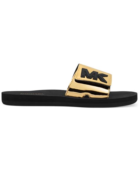 michael kors slides black and gold|Michael Kors slides on sale.